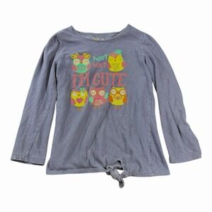 Jumping‎ Beans Youth 6 Owl Graphic Long Sleeve Navy Blue Shirt